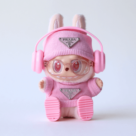 Pink Top & Hat Set - Labubu Fashion Clothes (Metallic Logo)