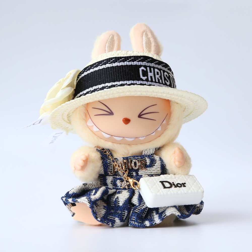 Toile de Labubu Dress, Hat & Bag 3-piece Set - Labubu Fashion Clothes (Bag Included)