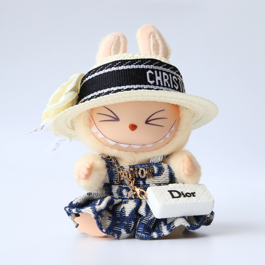 Toile de Labubu Dress, Hat & Bag 3-piece Set - Labubu Fashion Clothes (Bag Included)