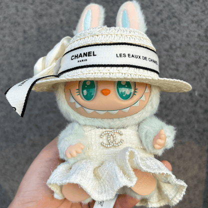 Coco Luxe Dress, Hat & C-Bag 3-Piece Set - Labubu Fashion Clothes (Bag Included)